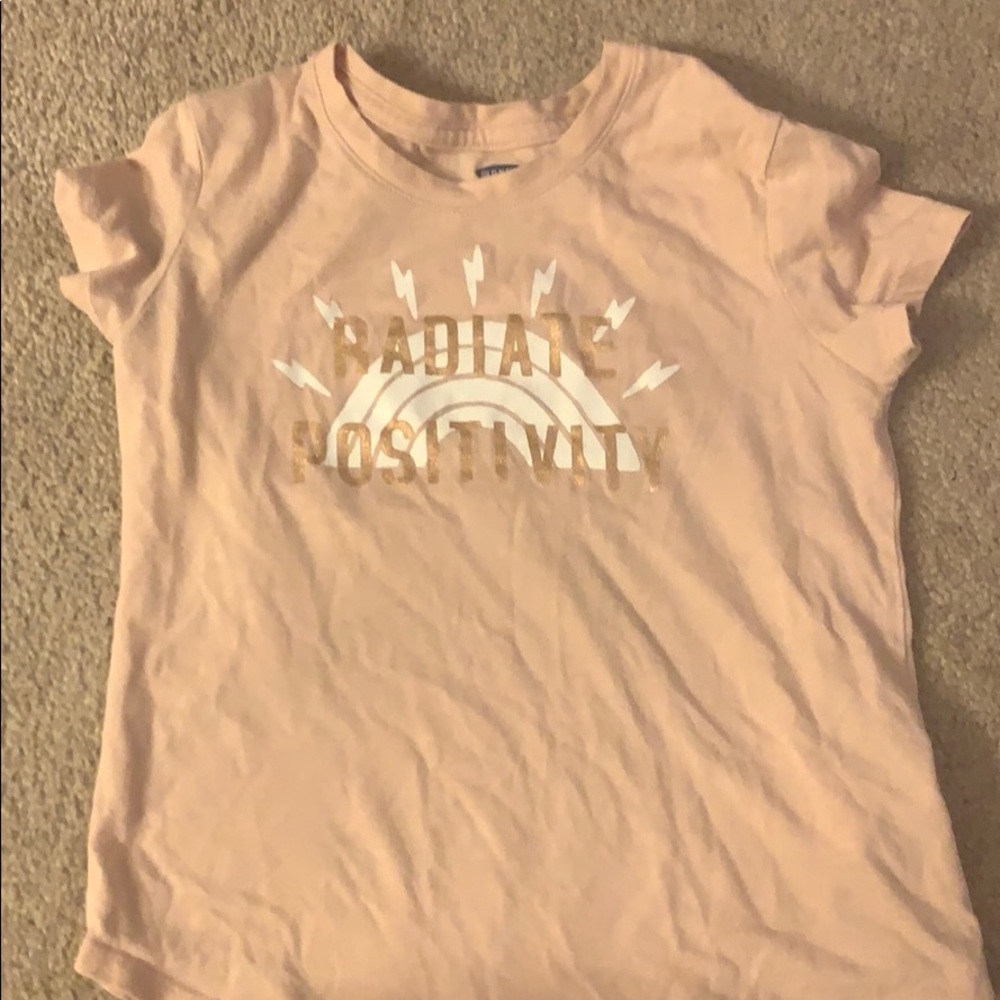 Radiate positivity girls pink and pink gold shirt